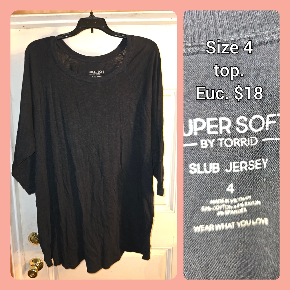 Torrid Black Long Sleeve Slub Jersey Top